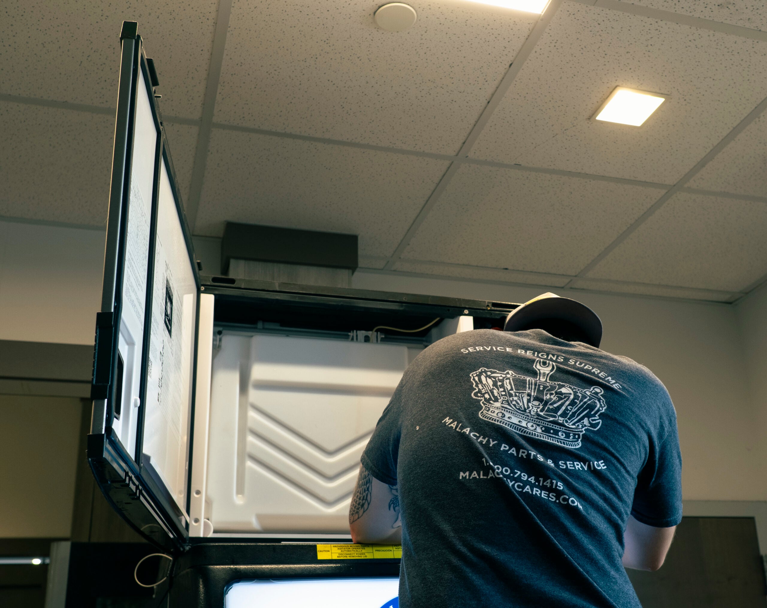 Malachy technician servicing an ice machine